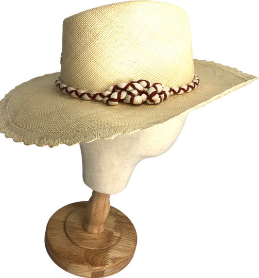 Freya Beige Rope Detail Western Style Hat UK S/M
