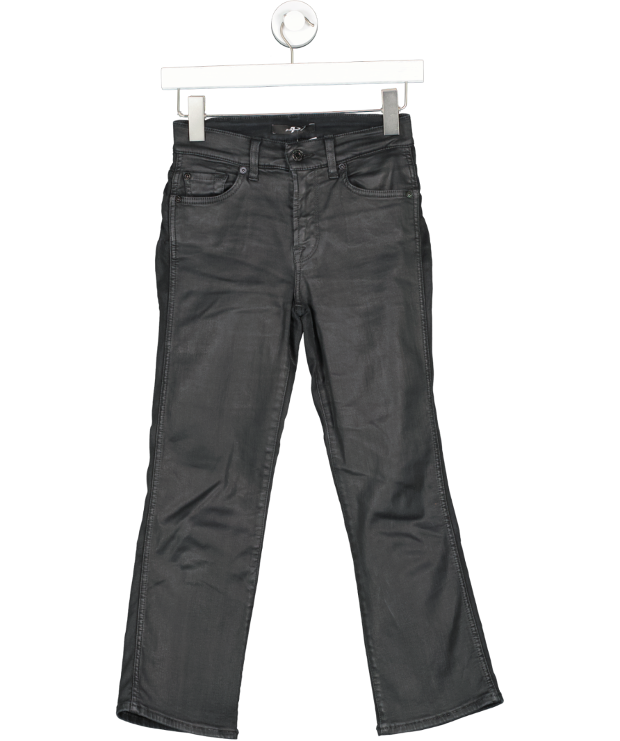 7 For All Mankind Black Coated Cropped Slim Bootcut Illusion Stretch Jean W24