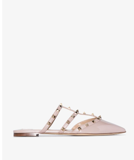 Valentino Garavani Pink Rockstud Patent Leather Mules UK 6 EU 39 👠