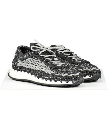 Valentino Garavani Fabric Crochet Mens Low Top Sneakers 44 Black UK 9 EU 43 👞