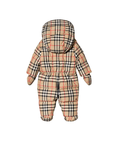 BURBERRY Beige Sklyar Check Snowsuit with Mittens & Booties SZ 59cm UK 1mth