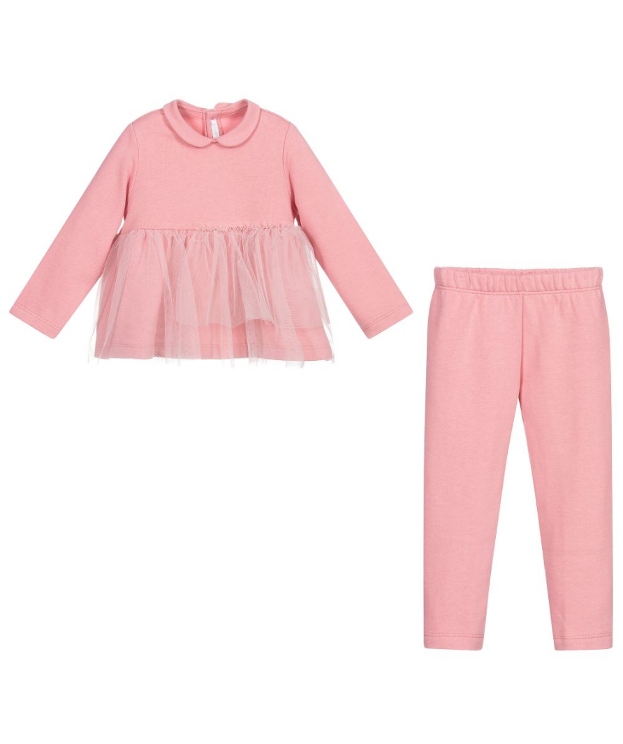 Il Gufo pink cotton trouser set UK 9 months