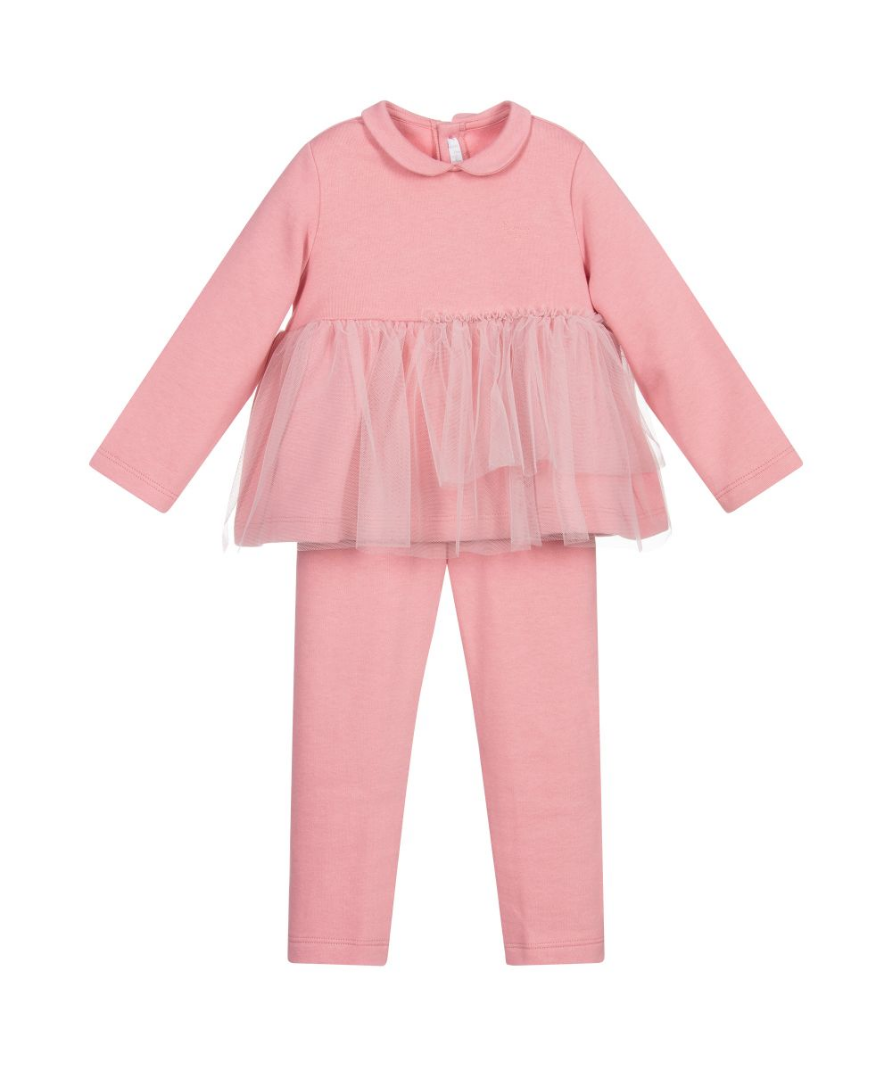 Il Gufo pink cotton trouser set UK 9 months